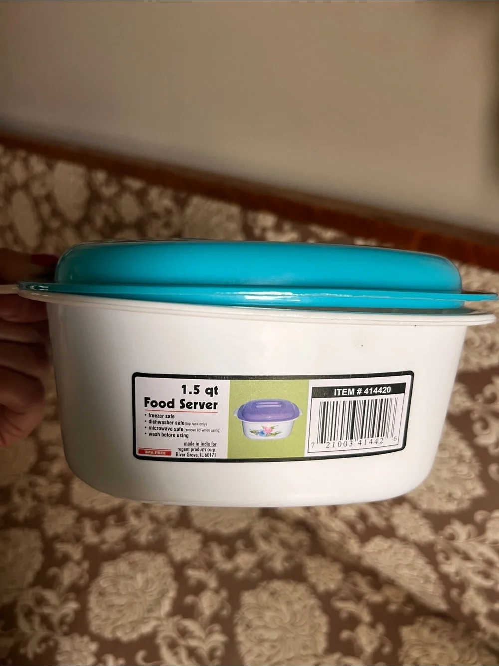 New Set of 2 Floral Food Storage Containers 1.5 Qt Retro Turquoise Lids